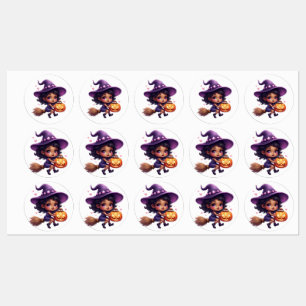 Schattigee Halloween heks Stickers - Kawaii tovena