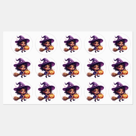 Schattigee Halloween heks Stickers - Kawaii tovena (Vel)