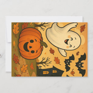 Schattigee Halloween / herfst spook pompoen cartoo Kaart