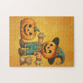Schattigee Halloween / Herfst vogelverschrikker en Legpuzzel (Horizontaal)