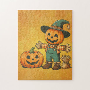 Schattigee Halloween / Herfst vogelverschrikker en Legpuzzel
