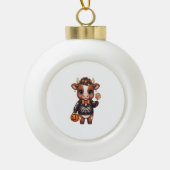 Schattigee Halloween Highland Koe Keramische Bal Ornament (Voorkant)