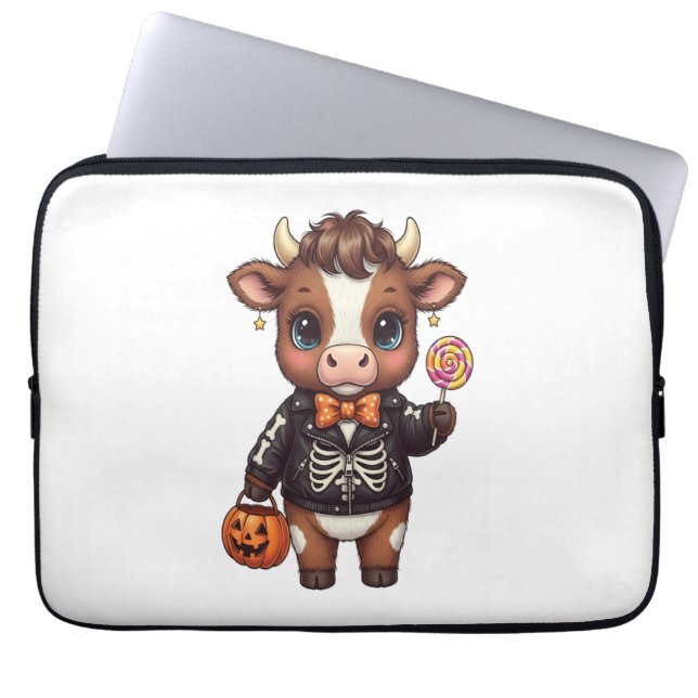 Schattigee Halloween Highland Koe Laptop Sleeve (Voorkant)