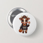 Schattigee Halloween Highland Koe Ronde Button 5,7 Cm (Voorkant /achterkant)