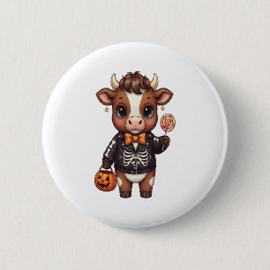 Schattigee Halloween Highland Koe Ronde Button 5,7 Cm