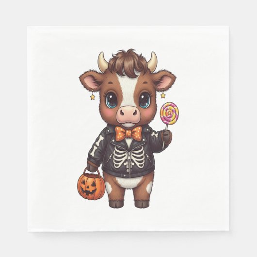 Schattigee Halloween Highland Koe Servet (Voorkant)
