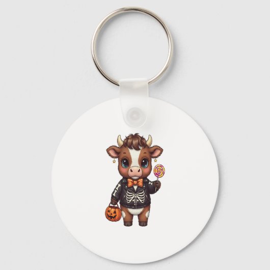 Schattigee Halloween Highland Koe Sleutelhanger (Voorkant)
