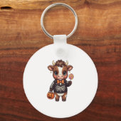Schattigee Halloween Highland Koe Sleutelhanger (Voorkant)