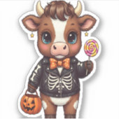 Schattigee Halloween Highland Koe Sticker (Voorkant)