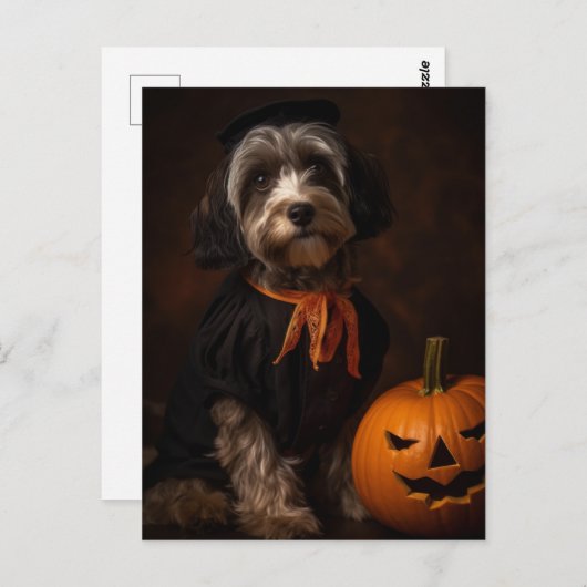 Schattigee Halloween hond met Jack O lantaarn Briefkaart (Voorkant / Achterkant)