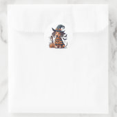 Schattigee Halloween hond Ronde Sticker (Tas)