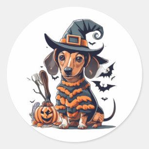 Schattigee Halloween hond Ronde Sticker