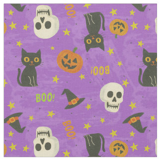 Schattigee Halloween Icons Pattern - Paarse Stof