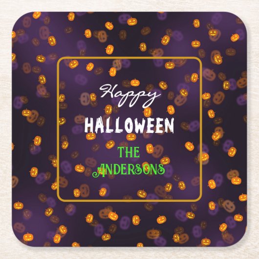 Schattigee Halloween Jack o Lanterns Bokeh Pattern Kartonnen Onderzetters (Voorkant)