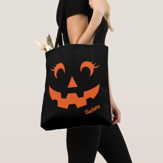 Schattigee Halloween Jack O'Lantern Dubbelzijdige  Tote Bag (Dichtbij)