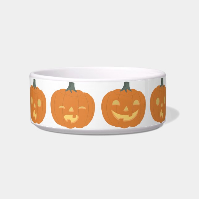 Schattigee Halloween Jack O'Lantern Keramische Pet Voerbakje (Voorkant)