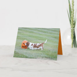 Schattigee Halloween Kaart W / Funny Basset Hound 