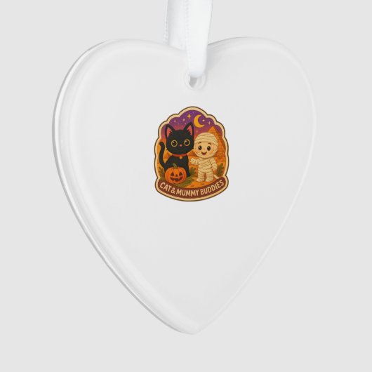 Schattigee Halloween kat en mummie borduurwerk Pat Ornament (voorkant)