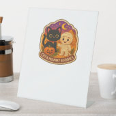 Schattigee Halloween kat en mummie borduurwerk Pat Reclamebord Met Voetstuk (Insitu)