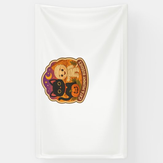 Schattigee Halloween kat en mummie borduurwerk Pat Spandoek (Verticaal)