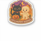 Schattigee Halloween kat en mummie borduurwerk Pat Sticker (Voorkant)