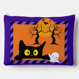 Schattigee Halloween Kat & Ghost Paarse en Sinaasa Etui