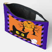 Schattigee Halloween Kat & Ghost Paarse en Sinaasa Etui (Open)