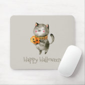 Schattigee Halloween kat met pompoen | Muismat (Met muis)