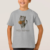 Schattigee Halloween kat met pompoen | Shirts (Voorkant)