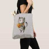 Schattigee Halloween kat met pompoen | Tote bag (Dichtbij)