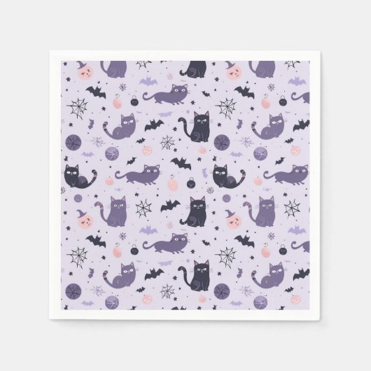 Schattigee Halloween kat paarse Servet (Voorkant)