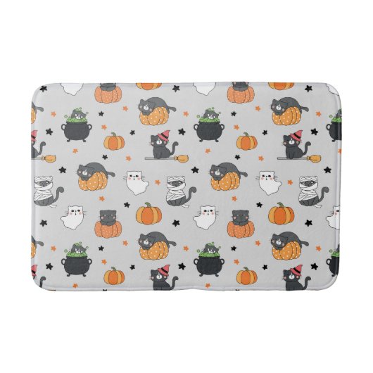 Schattigee Halloween katten en geesten Badmat (Voorkant)
