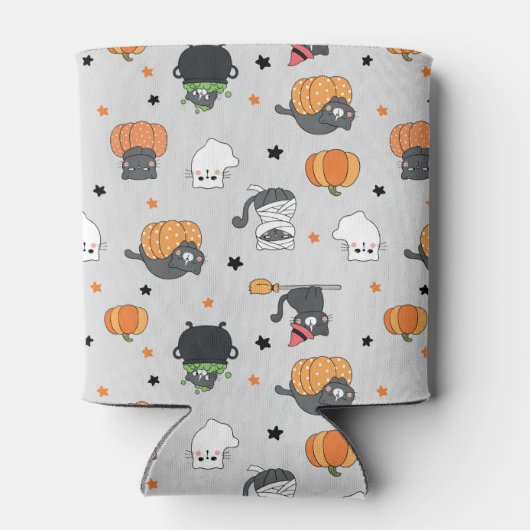 Schattigee Halloween katten en geesten Blikjeskoeler (Achterkant)