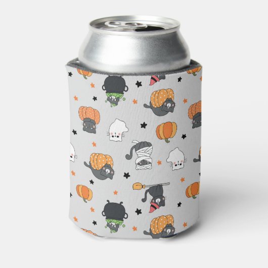 Schattigee Halloween katten en geesten Blikjeskoeler (Blikje Achterkant)