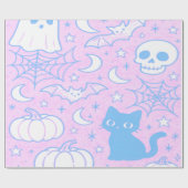 Schattigee Halloween katten en geesten Cadeaupapier (Vlak)