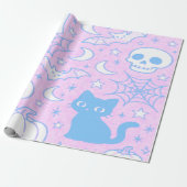 Schattigee Halloween katten en geesten Cadeaupapier (Uitgerold)