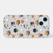 Schattigee Halloween katten en geesten iPhone 15 Case (Achterkant horizontaal)