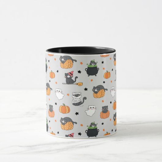 Schattigee Halloween katten en geesten Mok (Midden)