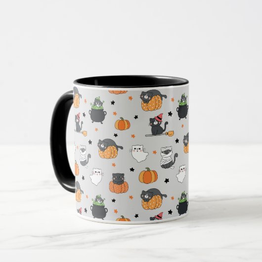 Schattigee Halloween katten en geesten Mok (Voorkant links)