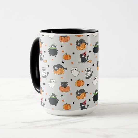 Schattigee Halloween katten en geesten Mok (Voorkant links)