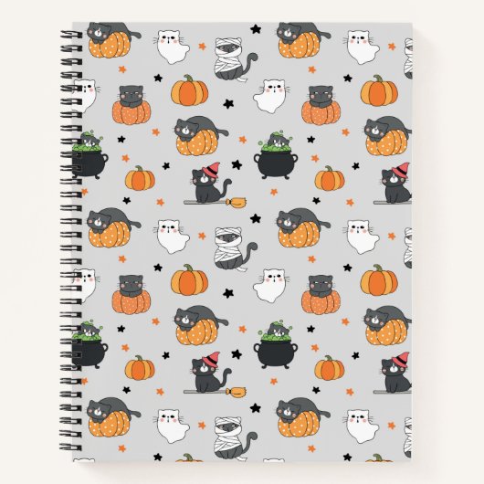 Schattigee Halloween katten en geesten Notitieboek (Voorkant)