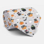 Schattigee Halloween katten en geesten Stropdas (Opgerold)