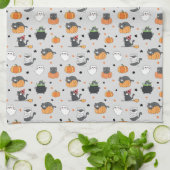 Schattigee Halloween katten en geesten Theedoek (Gevouwen)