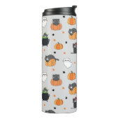 Schattigee Halloween katten en geesten Thermosbeker (Gedraaid links)