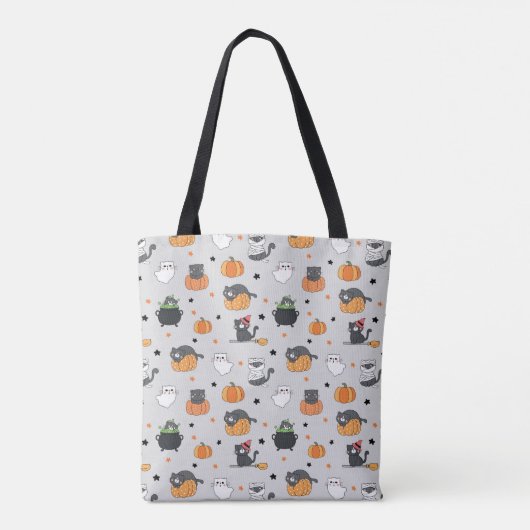 Schattigee Halloween katten en geesten Tote Bag (Achterkant)