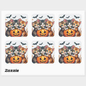 Schattigee Halloween Katten en Pompoen Fal Vinyl S Vierkante Sticker (Vel)