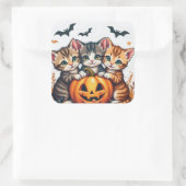 Schattigee Halloween Katten en Pompoen Fal Vinyl S Vierkante Sticker (Tas)