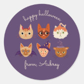 Schattigee Halloween katten in kostuum Ronde Sticker (Voorkant)