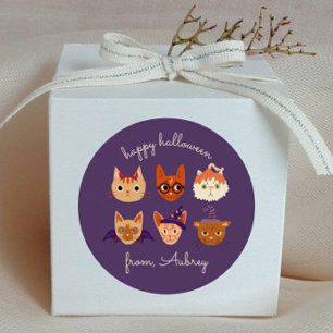 Schattigee Halloween katten in kostuum Ronde Sticker