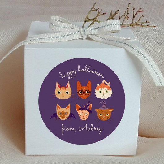 Schattigee Halloween katten in kostuum Ronde Sticker